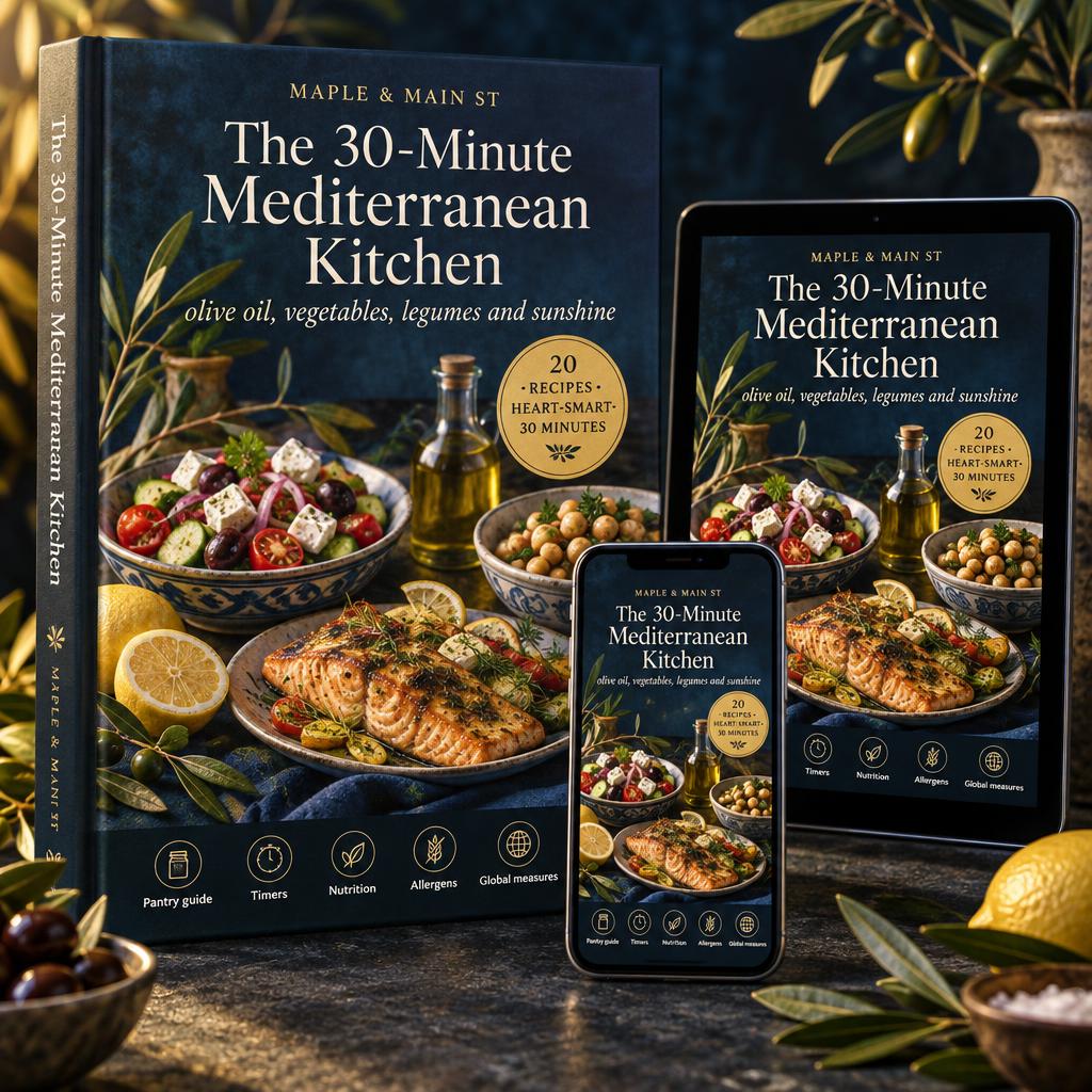 Midnight edition of The 30-Minute Mediterranean Kitchen with tablet and phone