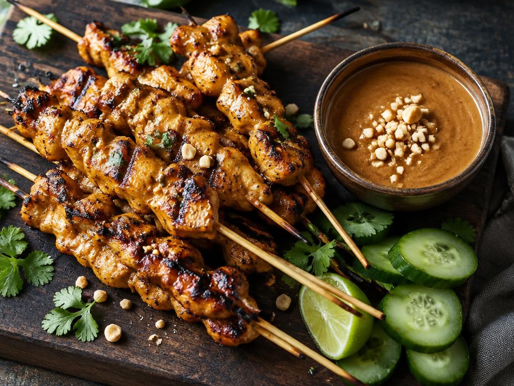 Chicken Satay Skewers with Peanut Sauce
