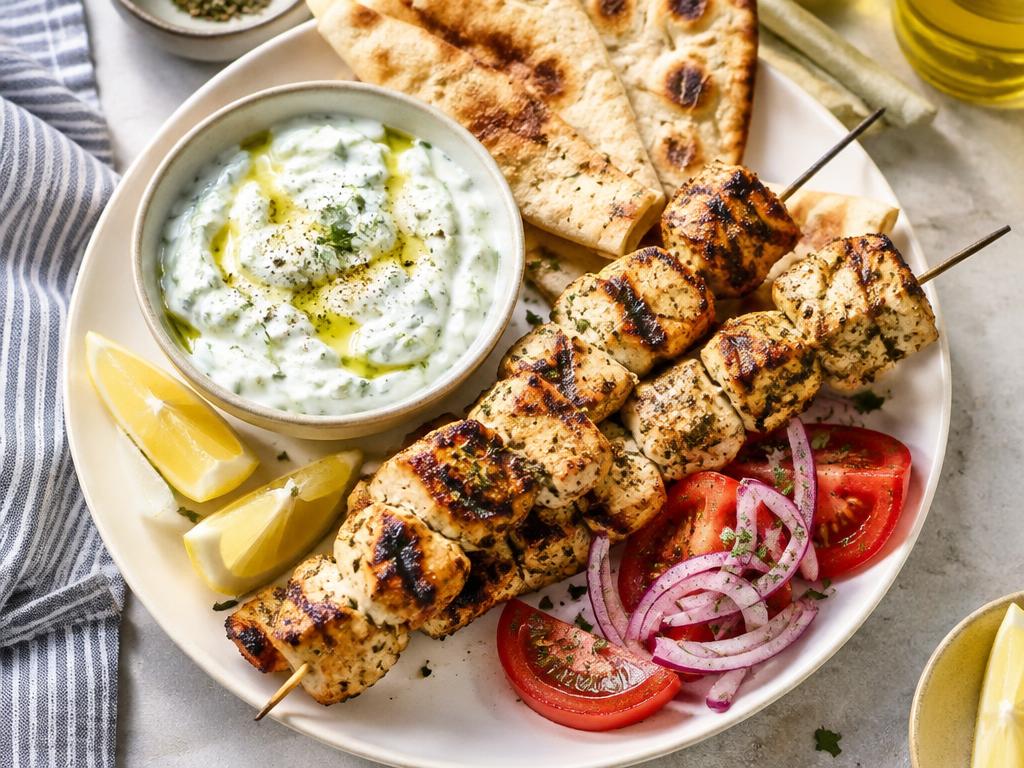 Chicken Souvlaki with Tzatziki